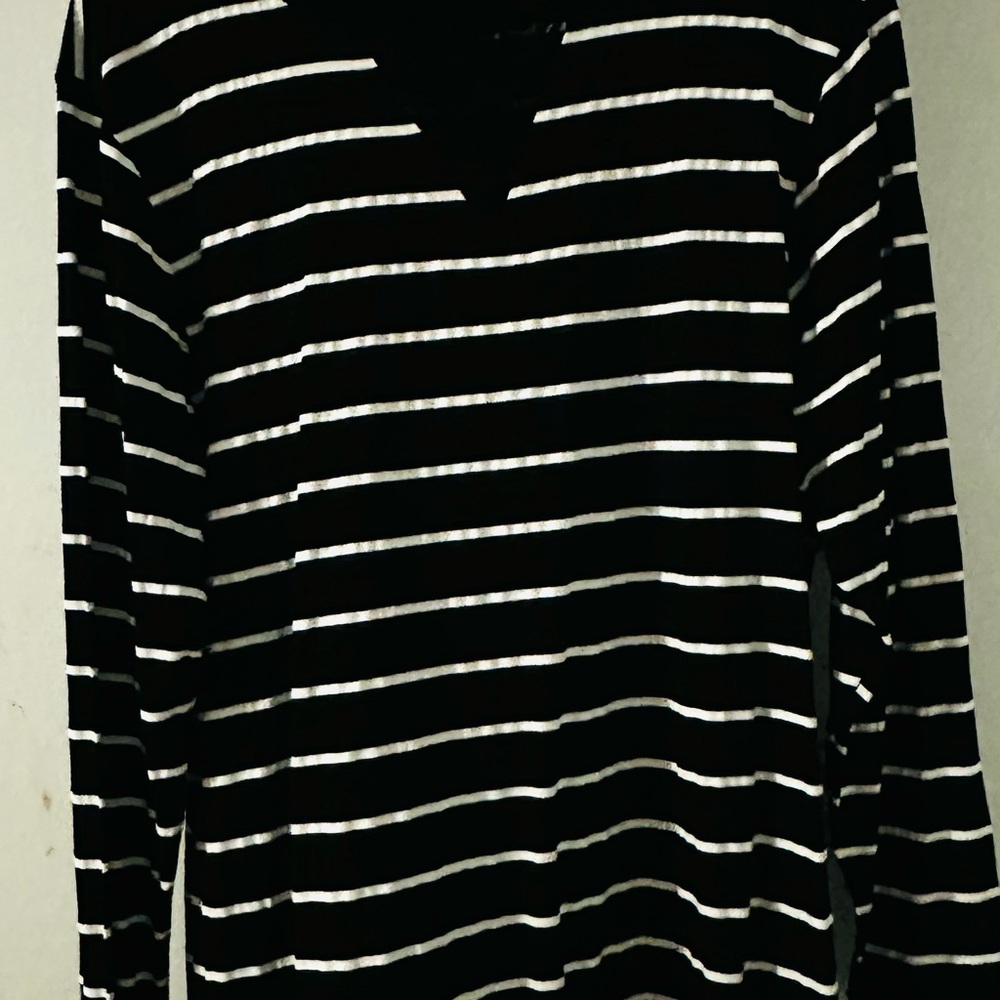 Black and White Striped Women's Top